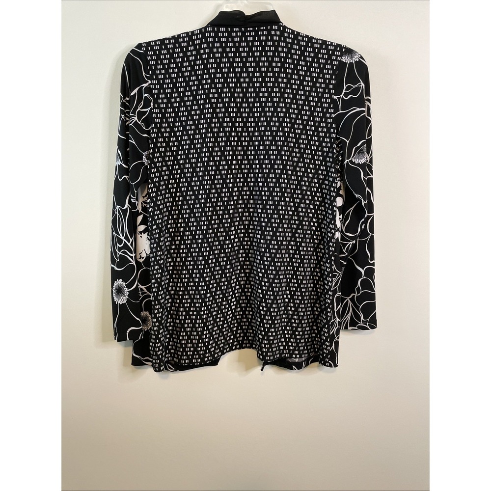 Susan Graver Small Black White Floral Open Front Cardigan Top Career - Picture 6 of 9